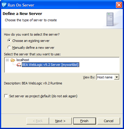 Run on Server Dialog Box