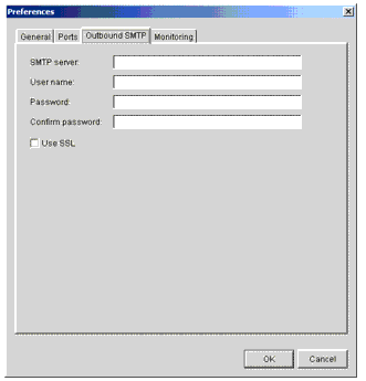 Preferences Window Outbound SMTP Tab