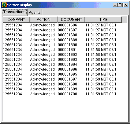 Server Display Window Transactions Tab