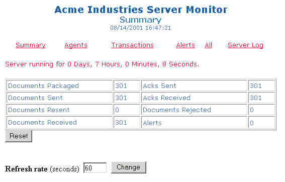 Partial View of the Server Monitor Web Page