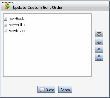 Update Custom Order Dialog Box