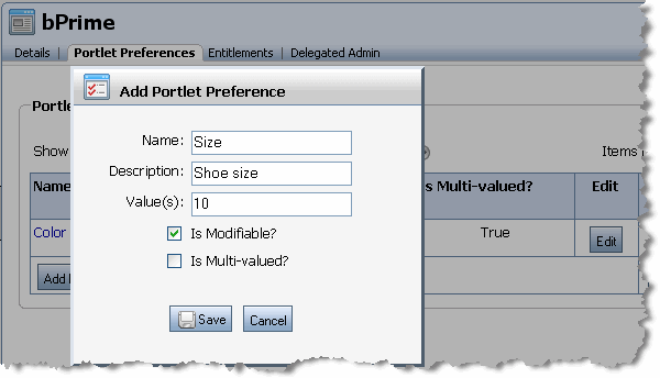 Creating a Portlet Preference in the WebLogic Portal Administration Console