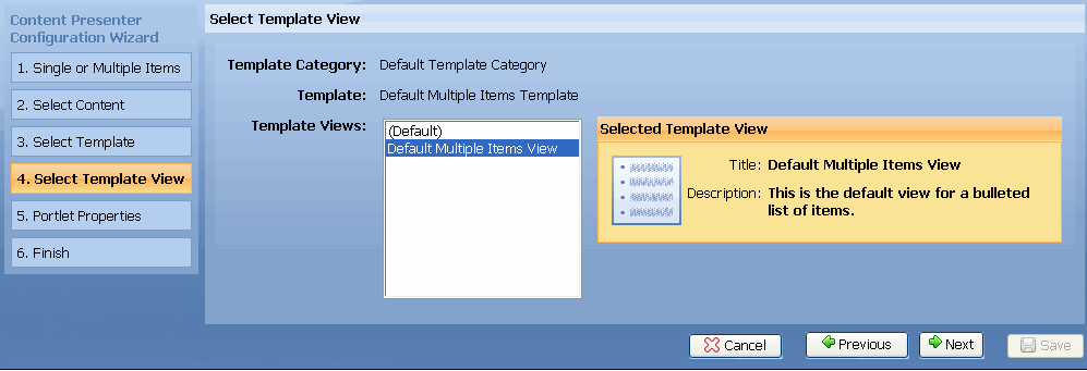 Select a Template View