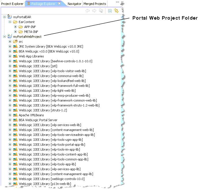 Portal Web Project Added to the Package Explorer