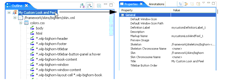 Look and Feel file in the Outline View