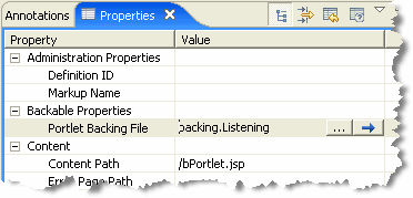 Attaching the Backing File in the Properties View