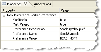 Portlet Preferences Properties View