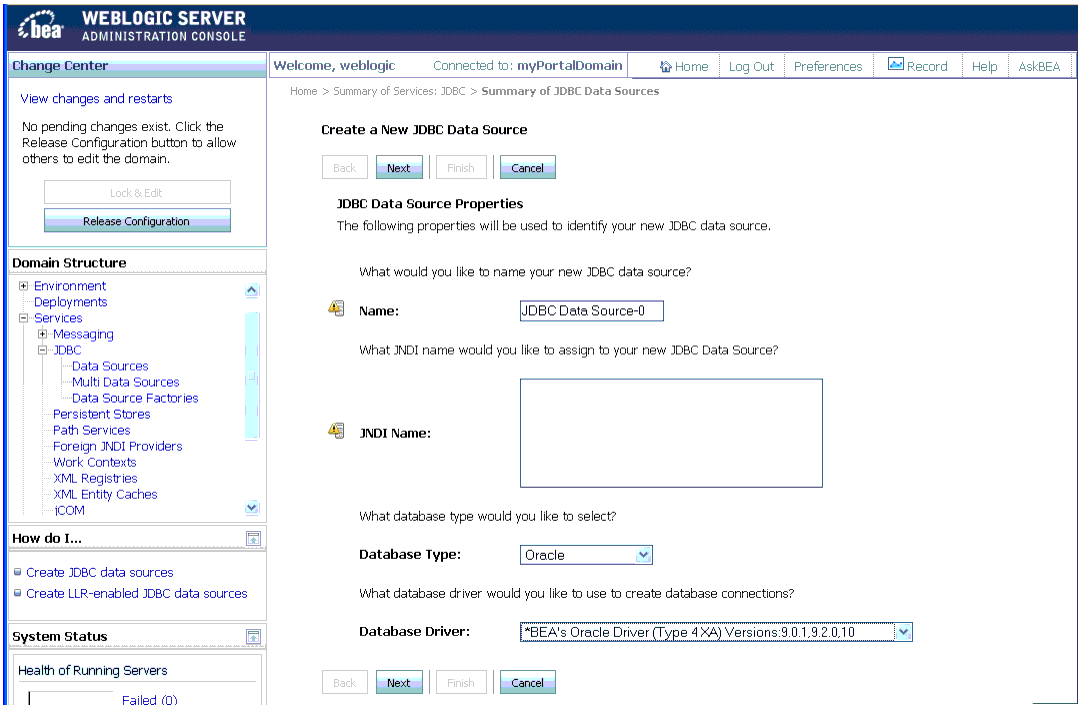 Create a New JDBC Data Source—JDBC Data Source Properties Page