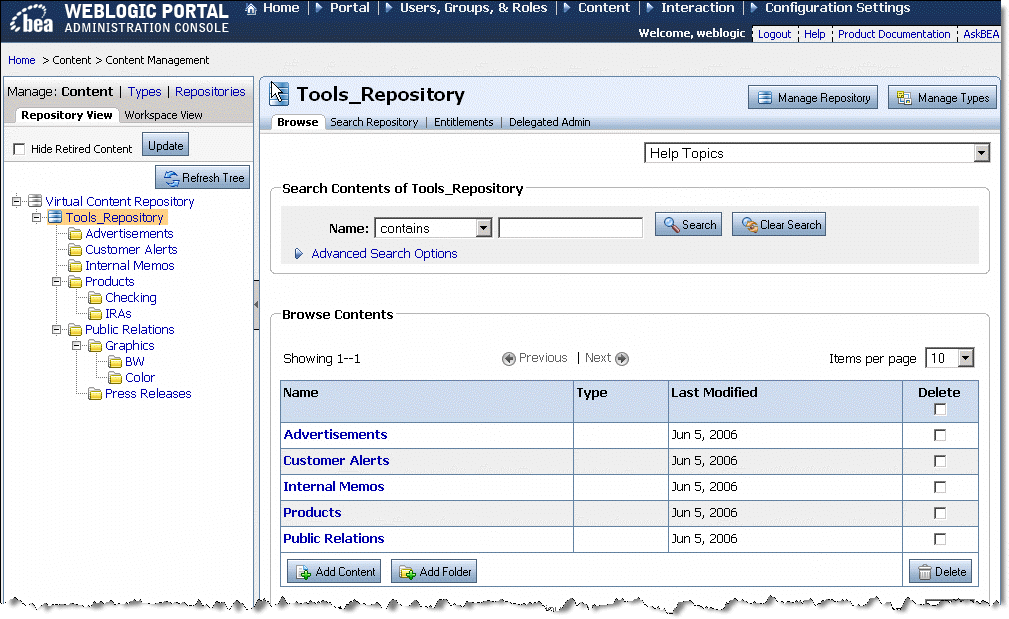 An Example Folder Hierarchy within a Repository