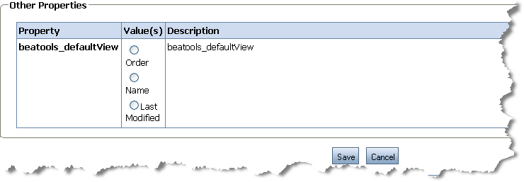 Available Property Values for the beatools_defaultview Property