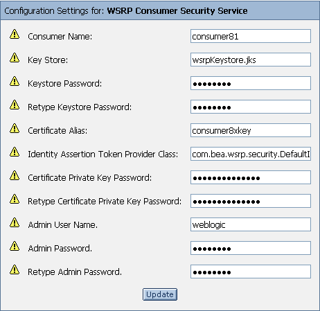 Entering Security Service Parameters