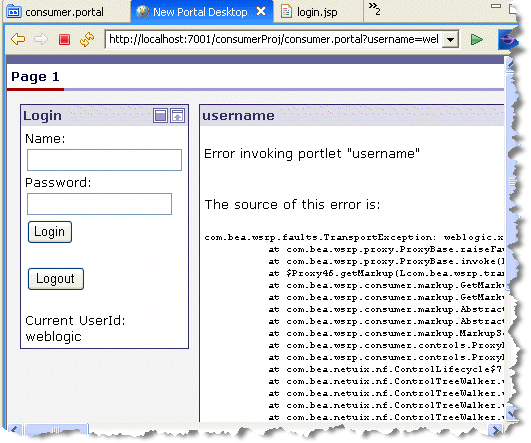 Login Results in an Error in the Producer Portlet