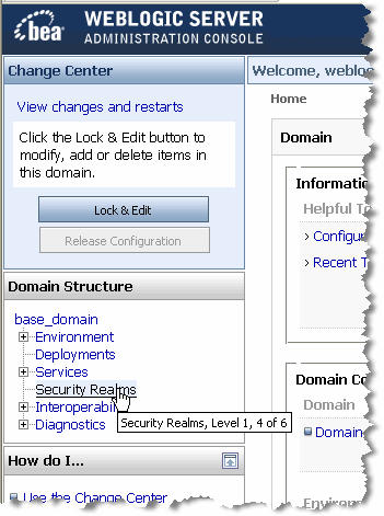 Selecting Security Realms
