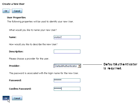 Create a New User Dialog
