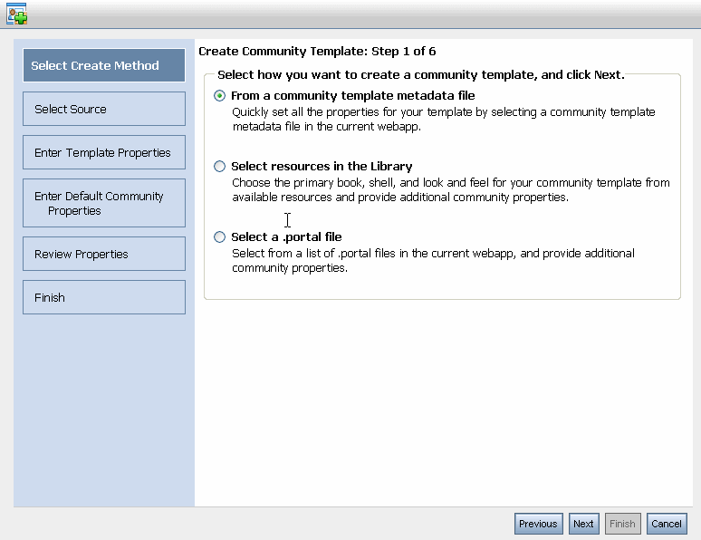 Select the Method to Use to Create a Community Template