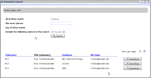 An Enterprise Search of Three Databases for the Word Climbing