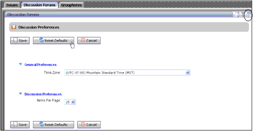 Preferences for the Discussion Forums Portlet