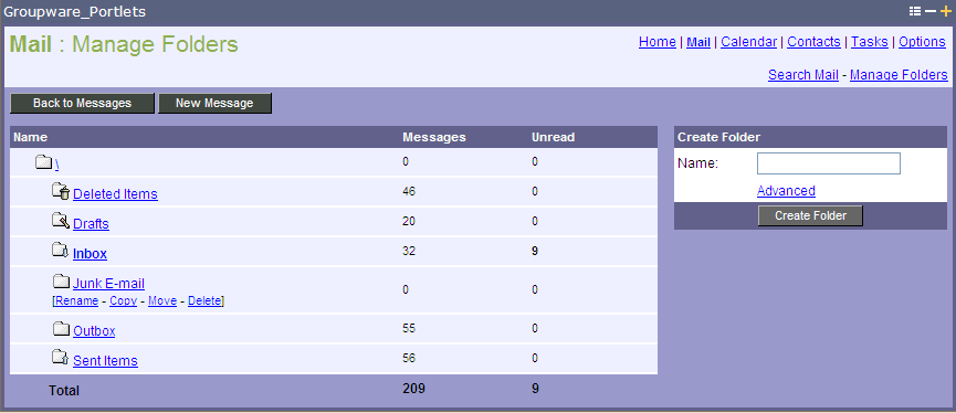 Mail Manage Folders View