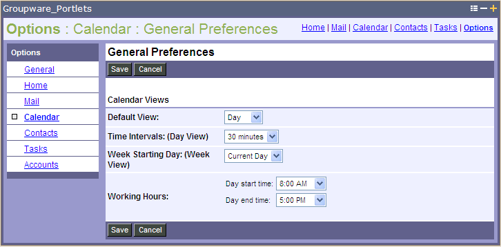 Calendar Preferences