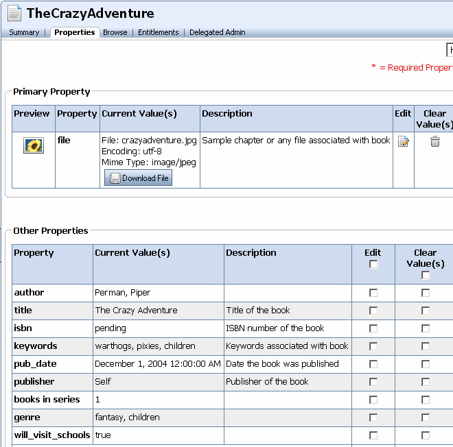 Properties on a Book