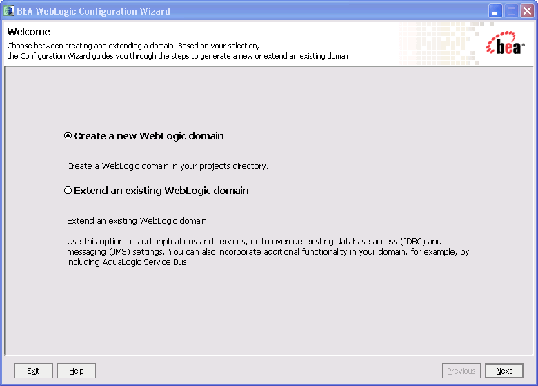 Oracle WebLogic Server Configuration Wizard