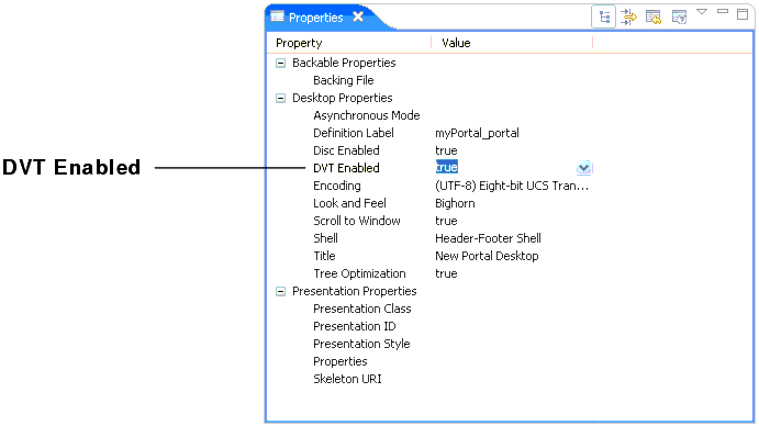 Selecting DVT Enabled