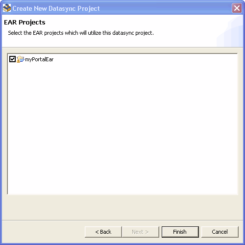 Create New Datasync Project –  EAR Projects Dialog