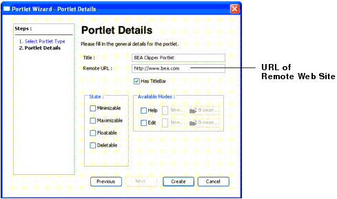 Specifying the URL of a Remote Web Site