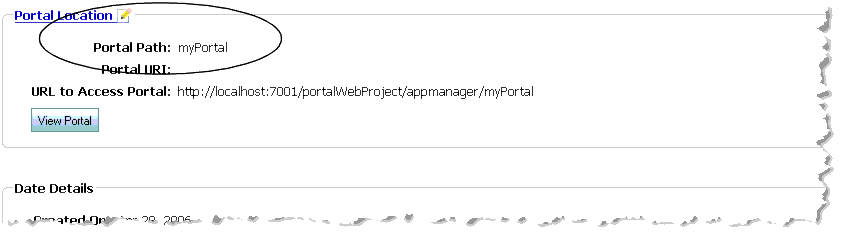 The Portal Path Value As Shown in the Portal Details Tab