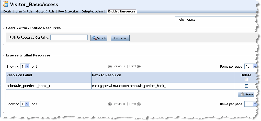 Entitled Resources Tab