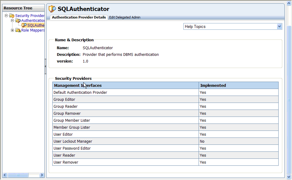 Authentication Provider Details