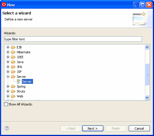 New –  Select a Wizard Dialog