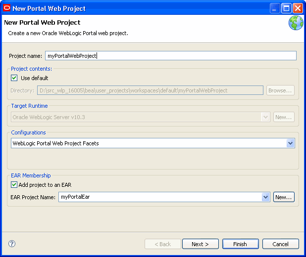 New Portal Web Project Dialog