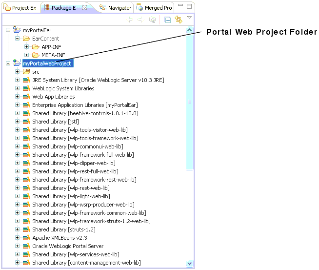 Portal Web Project Added to the Package Explorer