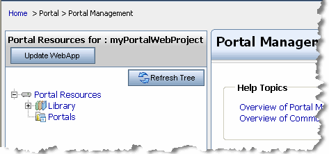 Portal Resources Tree in the Administration Console