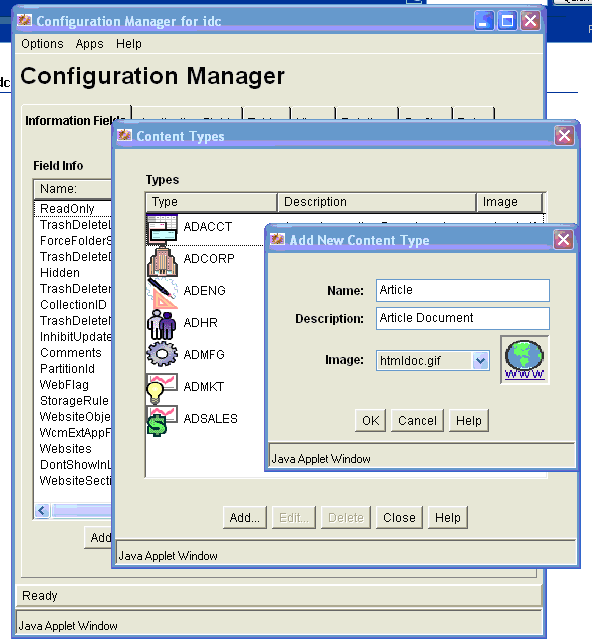 Add New Content Type Dialog