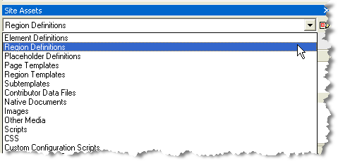 Site Assets Dropdown Menu