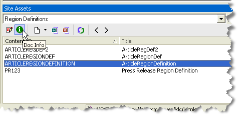 Selecting the Doc Info Icon 