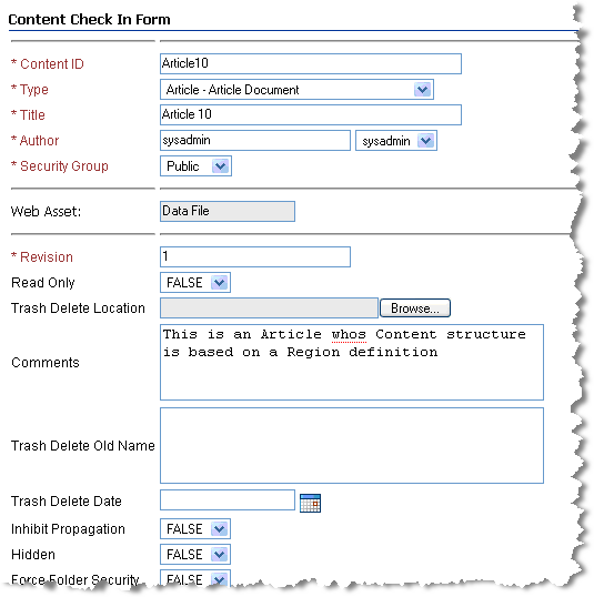 Content Check In Form