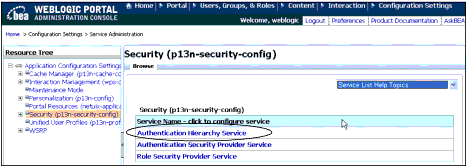 Click Authentication Hierarchy Service to Change Its Settings
