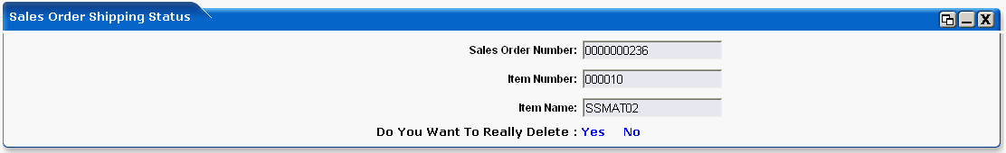 WebLogic Portlets for SAP - Sales Order Shipping Status Portlet - Deleting a Line Item Screen