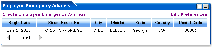 WebLogic Portlets for SAP HRMS - Employee Emergency Address Screen
