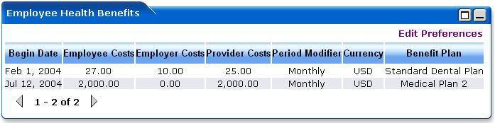 WebLogic Portlets for SAP HRMS - Employee Health Benefits Screen