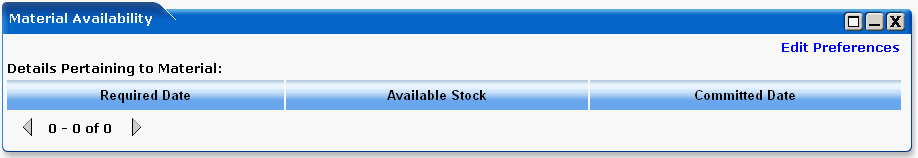 WebLogic Portlets for SAP - Material Availability Portlet Screen