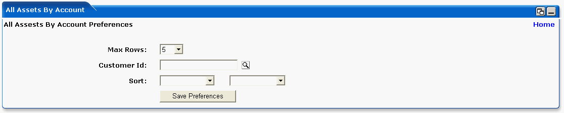 WebLogic Portlets for Siebel - All Assets By Account Portlet Edit Preferences Screen