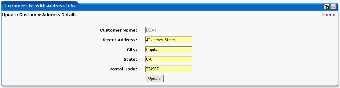 WebLogic Portlets for Siebel - Edit Customer List With Address Info Screen