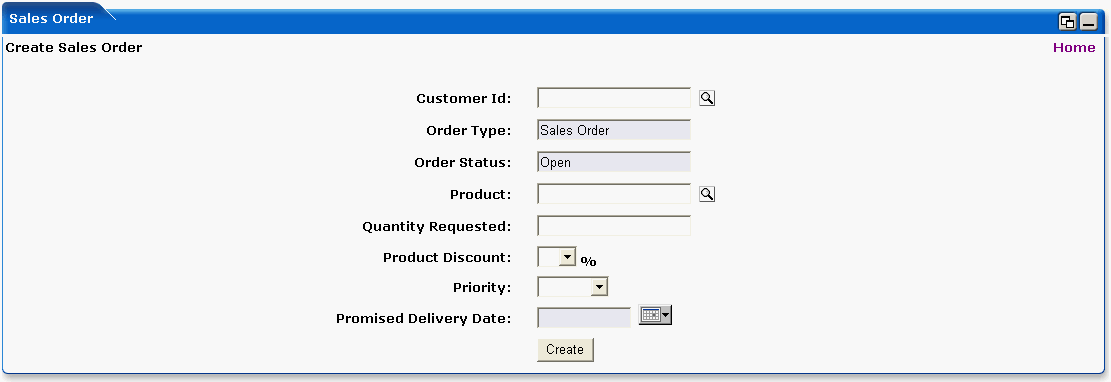 WebLogic Portlets for Siebel - Sales Order Portlet - Creation of new Sales Order Screen