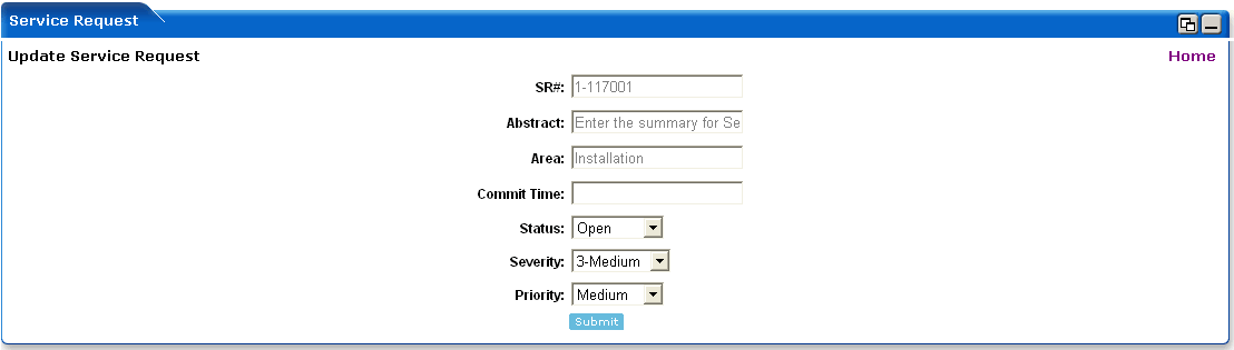 WebLogic Portlets for Siebel - Service Request -Edit Screen