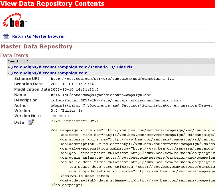 Data item contents