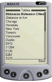 Distances Table Sent to a Device that does not Support Tables 